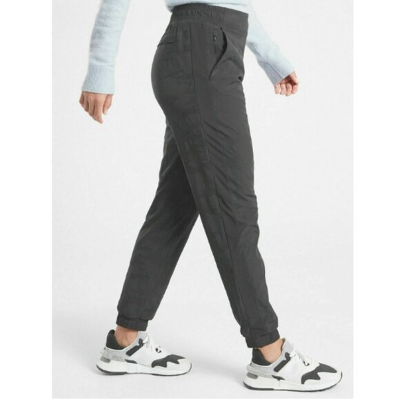 ATHLETA Brooklyn Black Camo Jogger Pant Stretch Elastic Waist Size 12 - Picture 2 of 11
